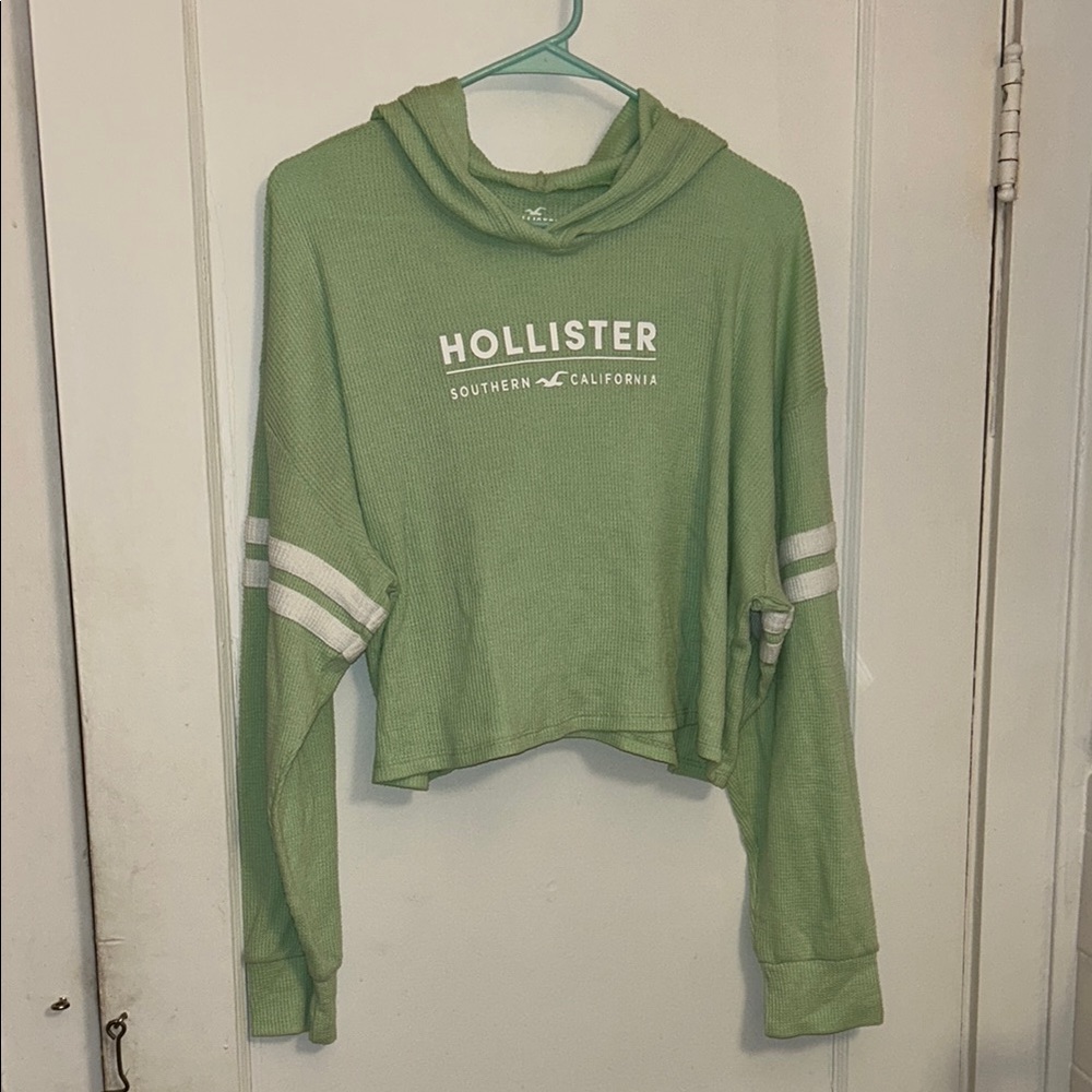 Hollister Mint Green Cropped Hoodie